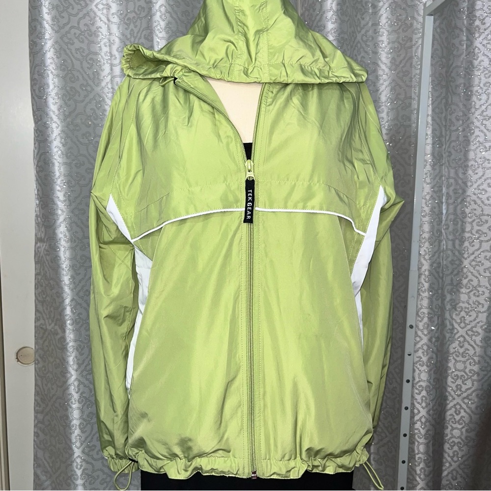 Tech gear, green, and white windbreaker jacket T2